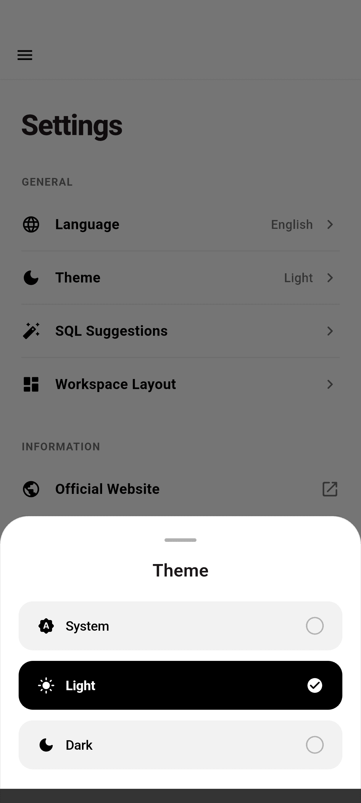 Theme selector